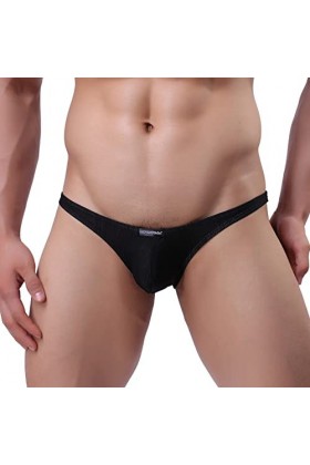 BOTCAM Sous-vêtements de sport pour homme - En soie glacée douce - Lavable - Sexy - Triangle - Pour homme, Noir , L