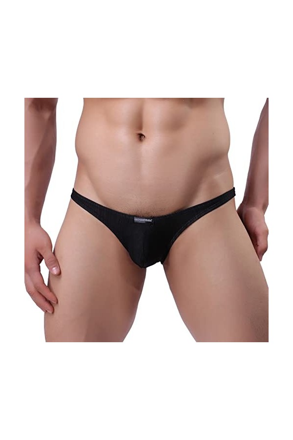 BOTCAM Sous-vêtements de sport pour homme - En soie glacée douce - Lavable - Sexy - Triangle - Pour homme, Noir , L