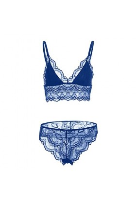 Mesdames Bretelles Sexy Dentelle Motif sous-vêtements Creux Dentelle Culotte Deux pièces Ensemble Lingerie Sexy Cuir Homme