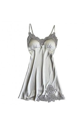 IKFIVQD Lingerie sexy pour femme avec coussinet en dentelle, Argent-2., S