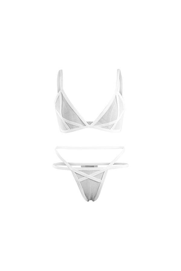 Zannycn Ensemble de lingerie sexy pour femme - Ensemble de sous-vêtements érotiques - Lingerie sexy en dentelle - Soutien-gor