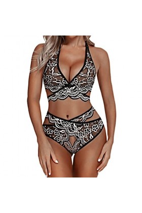 Vêtements De Nuit Femme Erotique Ensemble Soutien Gorge et String Sexy Lingerie Sexy Ensemble Dentelle sous-Vetements 2 Pièce