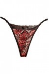 Sous-vêtements Sexyléopard Vêtements Dentelle Culotte en Maille Pure Bas Sexy Femme de Noël Lingerie Rouge, Taille unique 