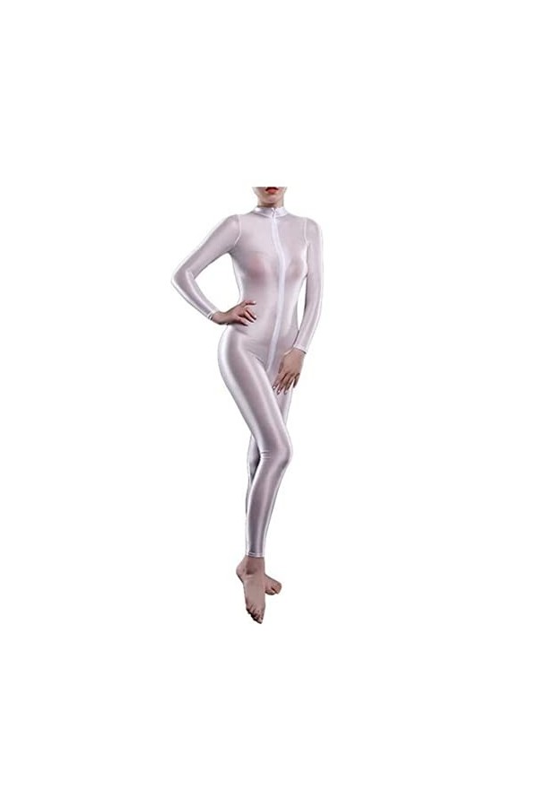Yaaapiy Combinaison de yoga pour femme - Combinaison 1 pièce - Semi-transparente - Body serré sexy - Avec fermeture éclair, V