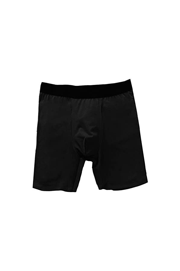 CreoQIJI Sous-vêtements pour homme - Grand boxer en coton taille haute - Blanc - Long - Couleur unie, Noir , XXL