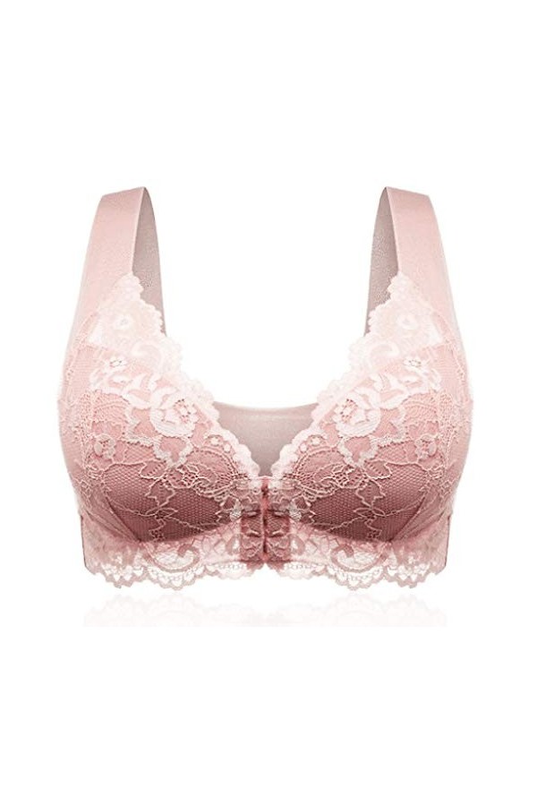 TDEOK Ensemble de sous-vêtements sexy pour femme - Extra élastique et respirant - Soutien-gorge en dentelle, Rose, 9XL