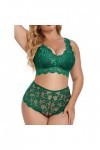 IQYU Sexy Lingerie Noir Plus Size Ensemble de Lingerie pour Femmes Sexy Licol Tour de Cou Soutien-gorge à Lanières et Culotte
