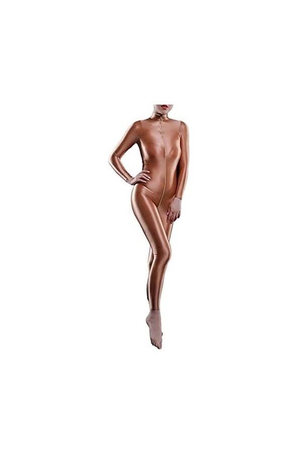 Yaaapiy Combinaison de yoga pour femme - Combinaison 1 pièce - Semi-transparente - Body serré sexy - Avec fermeture éclair, V