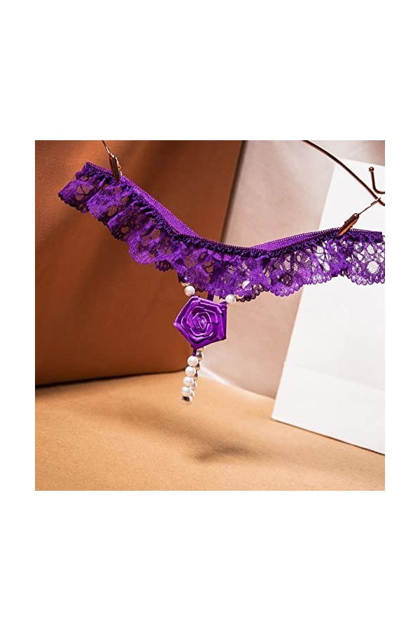 String String pour femme - En dentelle - Sexy - Respirant - Respirant - Taille basse - Culotte dété - Culotte en dentelle tr
