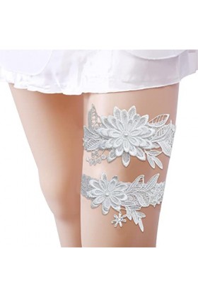 Fulenyi jarretière Mariage, Jarretière Cuisse Extensible en Dentelle pour Bal, Ceinture Jarretelles Florales, Cadeau Mariage 
