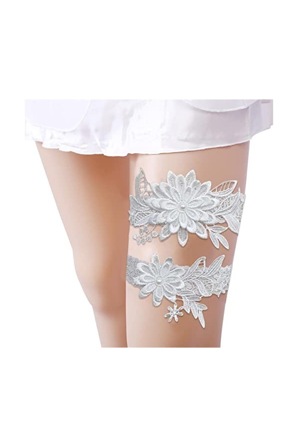 Fulenyi jarretière Mariage, Jarretière Cuisse Extensible en Dentelle pour Bal, Ceinture Jarretelles Florales, Cadeau Mariage 