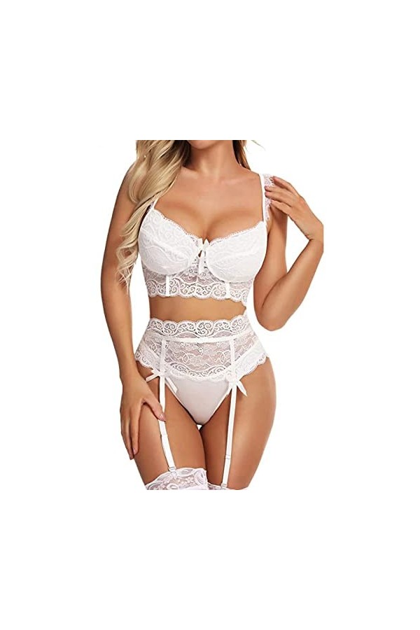 Lingerie Femme Sexy Ensemble Homme Sexy Hot y28.k Femmes Sexy Sheer Floral Dentelle Pyjama Lingerie Ensemble Taille Haute Vêt