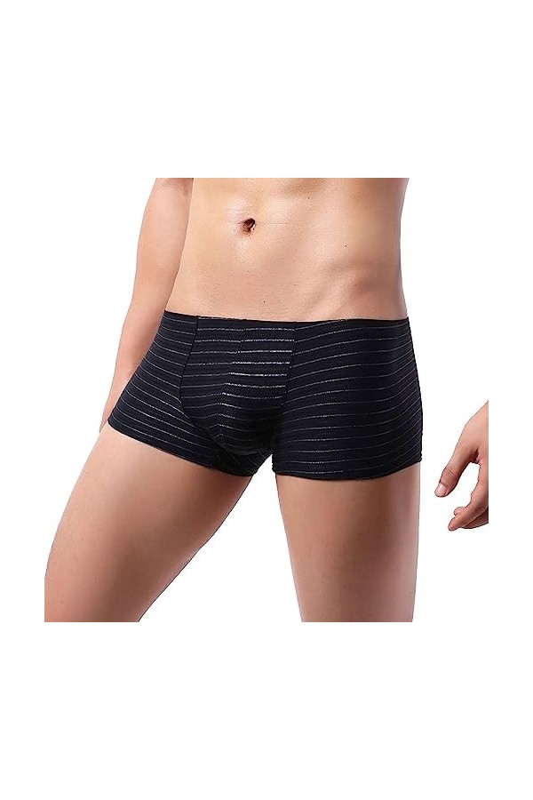 String Homme Sexy Hot Dentelle Slips Boxer Taille Boxer Sous-vêtements bas rayures pour hommes reliefs mode couleur tendance 