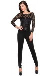 Firstclass Trendstore Combinaison daffaires avec dentelle et paillettes Taille S M L Combinaison pantalon de bureau pour fêt