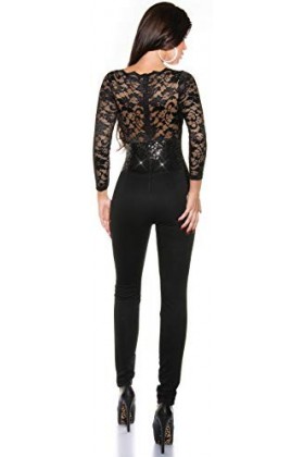 Firstclass Trendstore Combinaison daffaires avec dentelle et paillettes Taille S M L Combinaison pantalon de bureau pour fêt