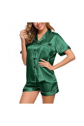 Ensemble de sous-vêtements courts pour femme - Pyjama - Robe de nuit - Pyjama pour femme - Sexy - En satin - Pour cosplay, ve