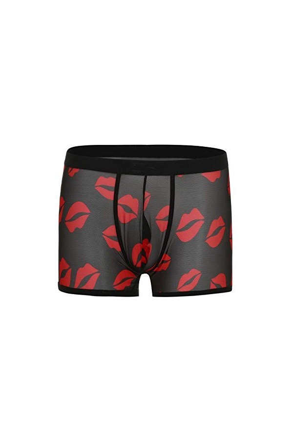 Boxer sexy pour homme - Lèvre confortable - Transparent - Sous-vêtements rétro - Pour homme, Noir , XXL