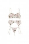 Lingerie Sexy Femme Bra Polyester Flower Broderie Femme Quotidienne Costume Sexy Coquine Hot White, L 