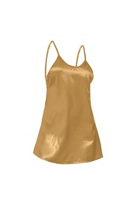 Jupe pour femme - Lingerie sexy - En satin - Pour femme, jaune, M