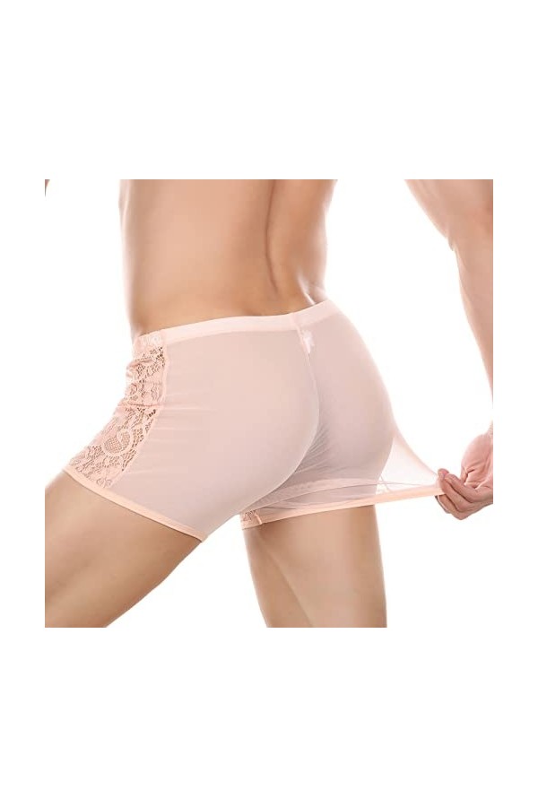 Luo-yes String en Dentelle pour Hommes Culotte de Sexe Culotte en T Transparente pour Hommes sous-vêtements Slips Robe De Pap