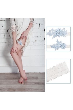 2 Pièces Mariée Jarretière Mariage Blanc Dentelle, Jartiere Jambe Anneau Ensemble,Dames Dentelle Jambe Jarretière Perle Marié