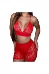 liaddkv Sous-vêtements Deux pièces Femmes Perspective Sexy Creux Dentelle Sans Anneau en Acier Lingerie Sexy Costume Soutien-
