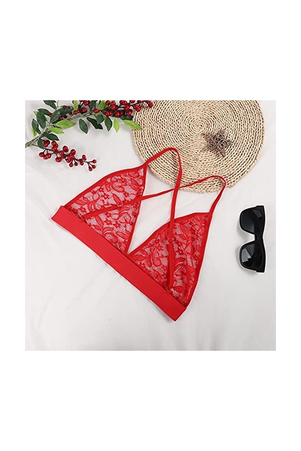 liaddkv Sous-vêtements Deux pièces Femmes Perspective Sexy Creux Dentelle Sans Anneau en Acier Lingerie Sexy Costume Soutien-