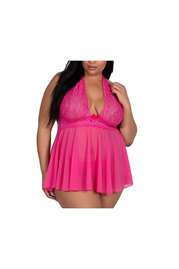 PANPANY Femmes Dentelle Lingerie Bowknot Vêtements de Nuit sous-Vêtements Dentelle Robe G-String Chemise de Nuit Kimono Trans