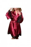 liaddkv Robe sexy en soie pour femme - Noir, Bordeaux, XXL