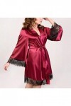 liaddkv Robe sexy en soie pour femme - Noir, Bordeaux, XXL