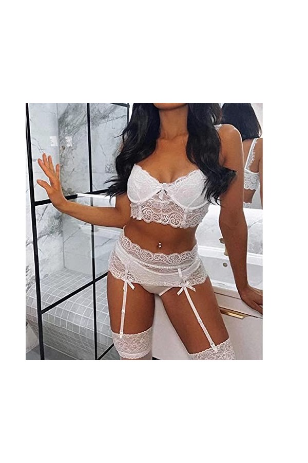 Lingerie Femme Sexy Ensemble Homme Sexy Hot y28.k Femmes Sexy Sheer Floral Dentelle Pyjama Lingerie Ensemble Taille Haute Vêt