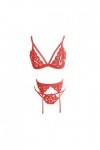 LDadgf Bikini sexy sexy en dentelle à trois points avec jarretière, lingerie quotidienne, rouge, taille L