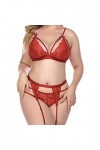 LDadgf Bikini sexy sexy en dentelle à trois points avec jarretière, lingerie quotidienne, rouge, taille L