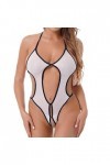 Fulidngzg Body pour femme - Noir - Entrejambe ouvert - Nuisette - Sous-vêtement SM transparent - Lingerie sexy - Lingerie sex