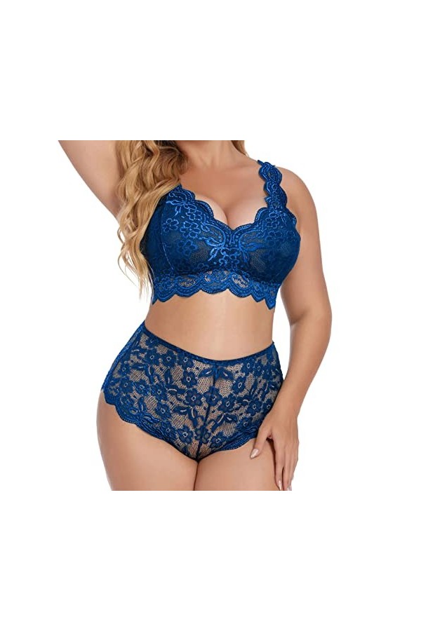 Lingerie Sexy Femme Grande Taille Brassière Ensemble de Lingerie Grande Taille pour Femme Sexy Halter Choker Soutien-Gorge à 