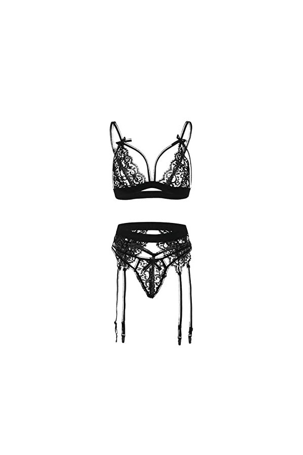 Ensemble Soutien Gorge et String Femme Dentelle Lingerie Sexy Ensemble Erotique sous-Vetements Sexy Vêtements De Nuit 2 Pièce