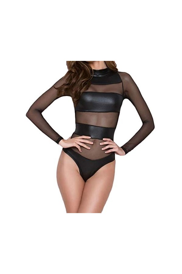 ADMAY 2023 New y*2*k Style Lingerie Sous-vêtements Clubwear cuir sexy lingerie sexy Splice Bodysuit femmes Jumpsuit Lingerie 