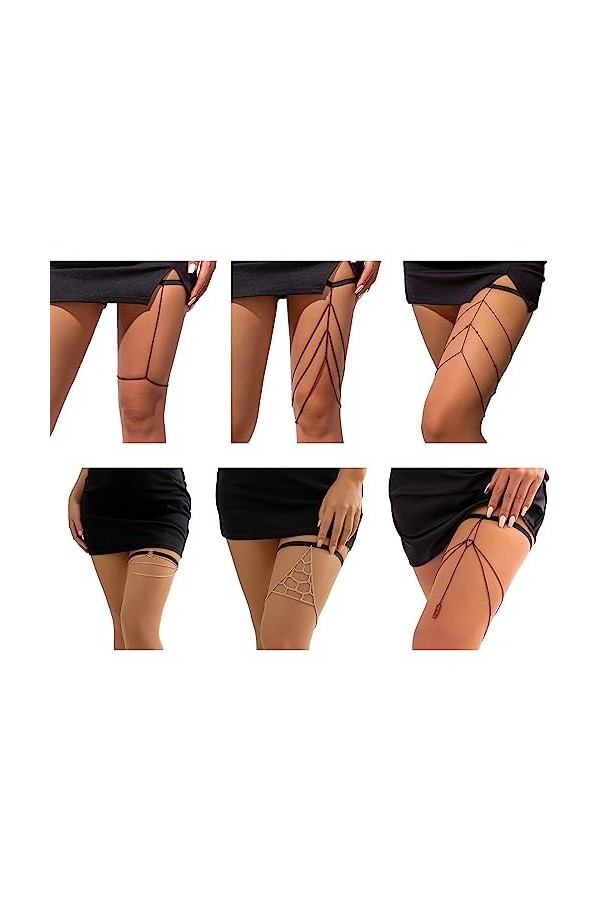 oueyfer Chaîne de cuisse simple multicouche antidérapante élastique chaîne de jambe été boîte de nuit accessoires de jambe po