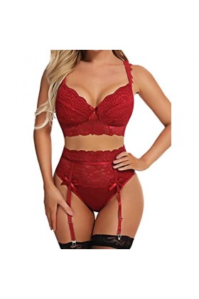 Lingerie Femme Sexy Ensemble Homme Sexy Hot y28.k Femmes Sexy Sheer Floral Dentelle Pyjama Lingerie Ensemble Taille Haute Vêt