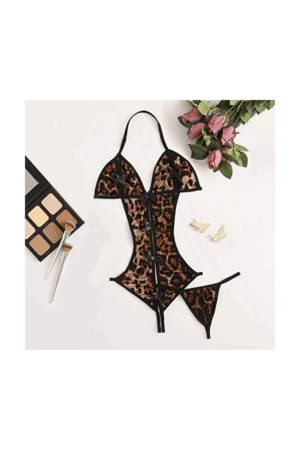 Bodys Sexy Femmes sous-vêtements Babydolls Lingerie Résille Vêtements de Nuit Résille Creux Ensemble sous-Vêtements De Seduct