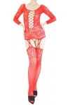 Combinaison Resille Ouverte – Lingerie Ultra Élastique – Rouge – 40-75 kg
