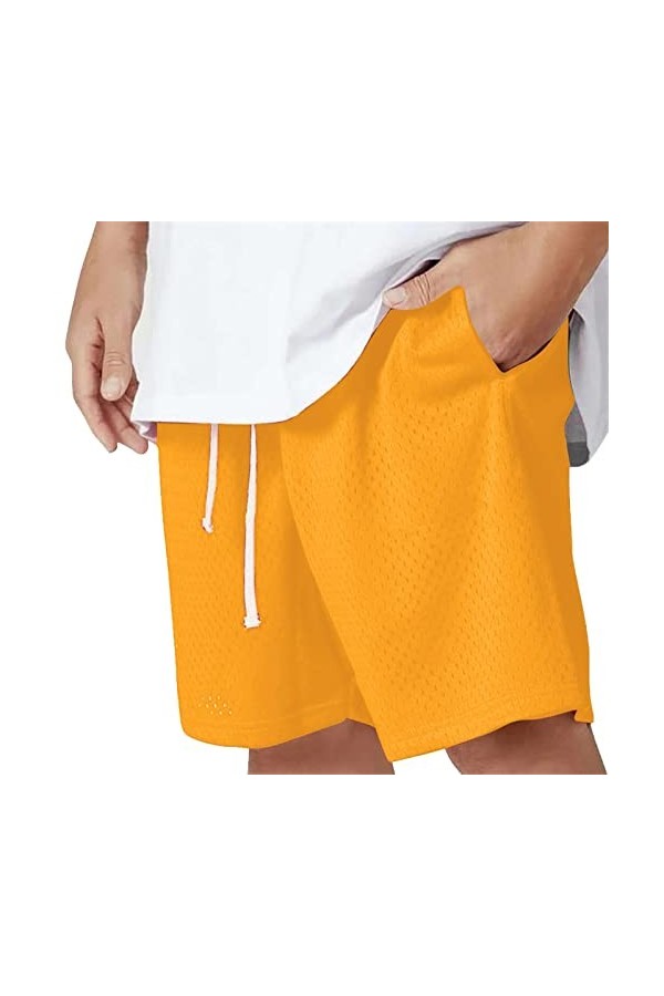 Tissu Five-Point - Cordon de serrage - Couleur unie - Maille unie - Pour lété - Double ligne - Pour homme - Rétro - Sexy, ja