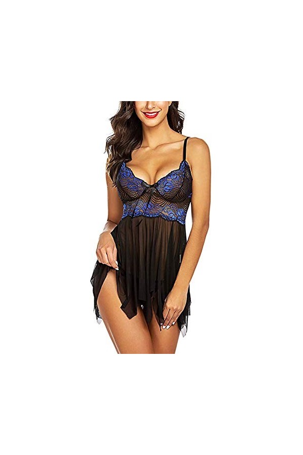 Lingerie sexy pour femme - Lingerie sexy - Lingerie sexy - Pour femme - Pour sexe - Robe de nuit - Lingerie de Noël, 0803c-bl