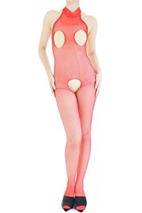 Combinaison Resille Ouverte – Lingerie Ultra Élastique – Rouge – 40-75 kg