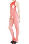 Combinaison Resille Ouverte – Lingerie Ultra Élastique – Rouge – 40-75 kg