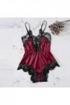 Soutien-gorge sexy en dentelle pour femme Siam sans manches Body Body Costume Babypad Sexy Mini jupe Femme, Bordeaux, XL