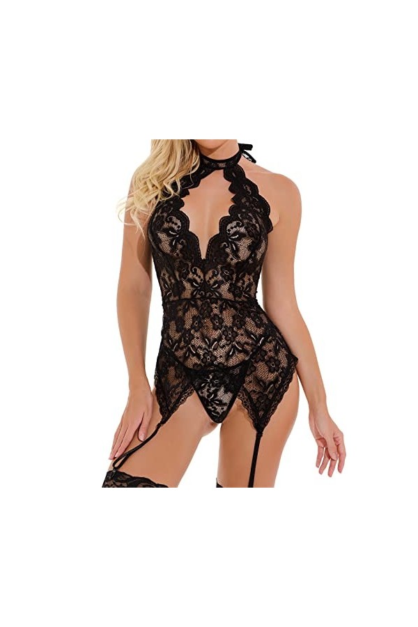 Viunychn Tenue sexy pour femme, dentelle push up rouge taille haute sous-vêtements sexy pour femme lingerie sexy pour sexe fe