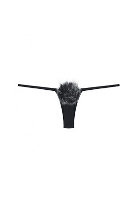 UOWEG sous-vêtements Sexy Passion Jouer Le rôle T-Back Lapin Underpant Fille Lapin Peluche Queue Nuisette Dentelle Black, On