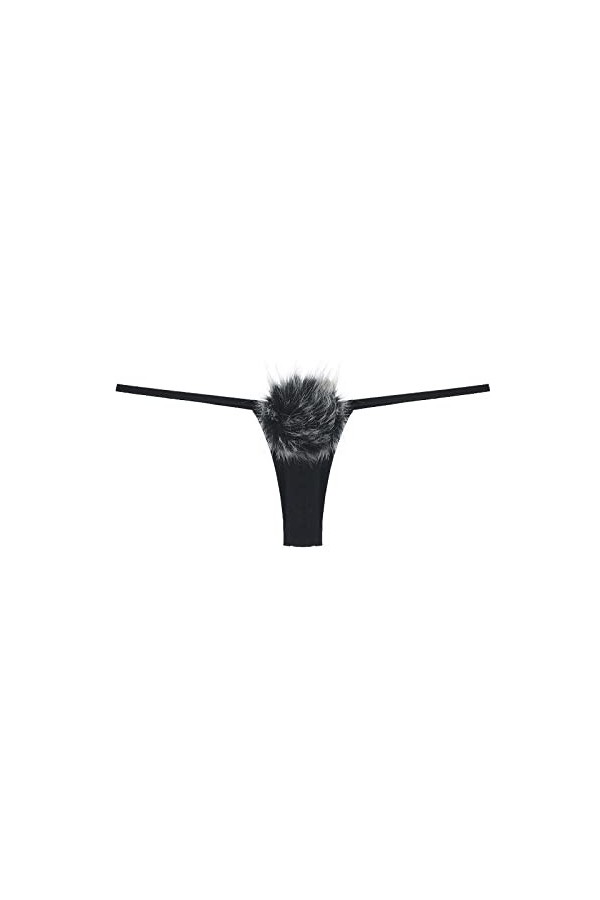 UOWEG sous-vêtements Sexy Passion Jouer Le rôle T-Back Lapin Underpant Fille Lapin Peluche Queue Nuisette Dentelle Black, On