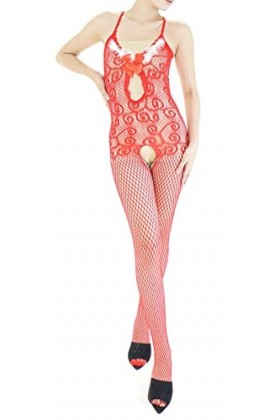 Combinaison Resille Ouverte – Lingerie Ultra Élastique – Rouge – 40-75 kg